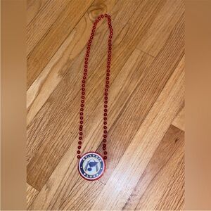 Vintage Red Beaded Necklace with St. Louis Blues Pendant